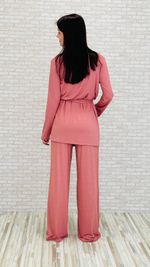 костюм-тройка из нежной вискозы в оттенке пыльная роза