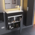 Тумба с раковиной для ванной Uperwood Modul 60 см, подвесная, матовая, черная