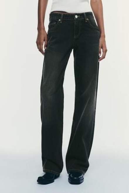 ZARA ДЖИНСЫ TRF WIDE-LEG С НИЗКОЙ ПОСАДКОЙ, КОРИЧНЕВЫЙ