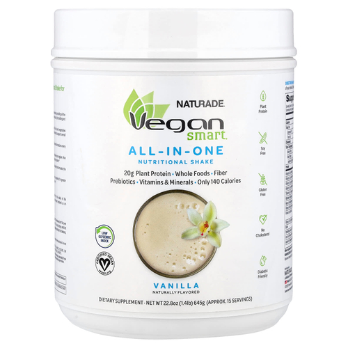VeganSmart, Универсальный питательный коктейль, ваниль, 645 г (1,4 фунта)