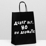 Пакет подарочный Денег нет но вы держите 25х18х8 см