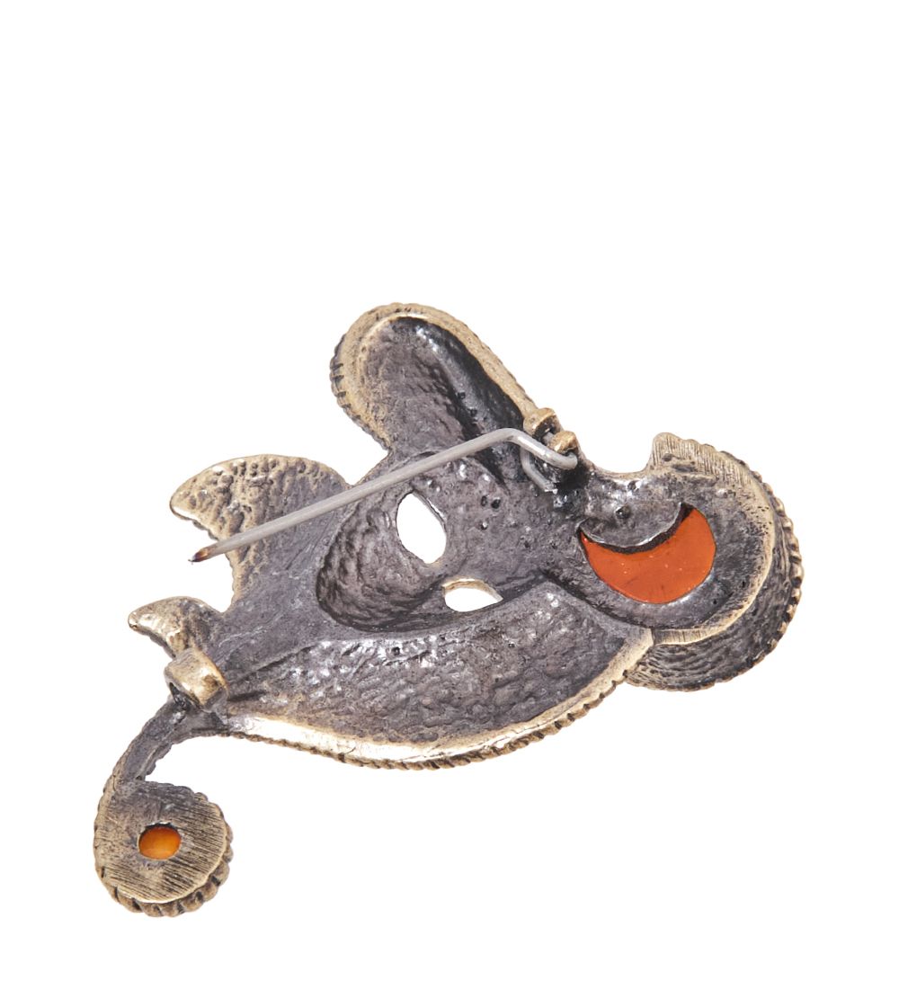 AM-4109 Брошь «Маска Венеция» (латунь, янтарь)