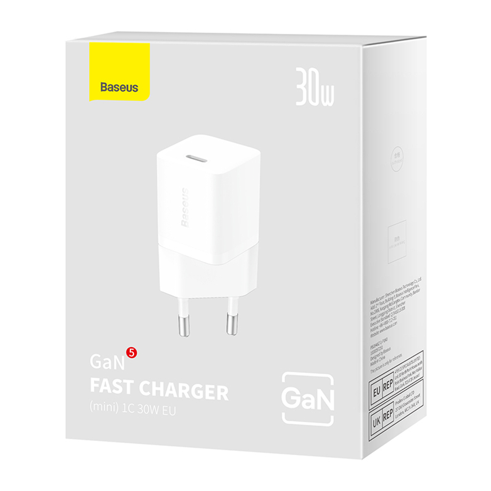 Зарядное устройство Baseus GaN5 Fast Charger (mini) 1C 30W - White