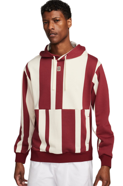 Мужская теннисная кофта Nike Court Heritage Dri-Fit Fleece Tennis Hoodie - team red/coconut milk