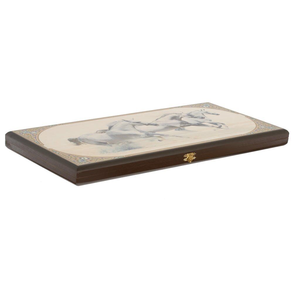 GAEM Игра настольная 2 в 1 ( шашки, нарды) "Белые лошади", L50 W25 H3 см