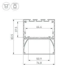Профиль ARH-POWER-W75-2000 ANOD (Arlight, Алюминий) 036349
