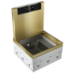 Лючок в пол 12 мод. (6 мод. 45х45 мм.) верт. установка,  латунь,  в уровень с напольным покрытием