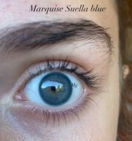 Натуральные синие Цветные линзы Marquise Suella blue / Для светлых и темных глаз / Имитирующие рисунок радужки глаза / Срок ношения 12 месяцев