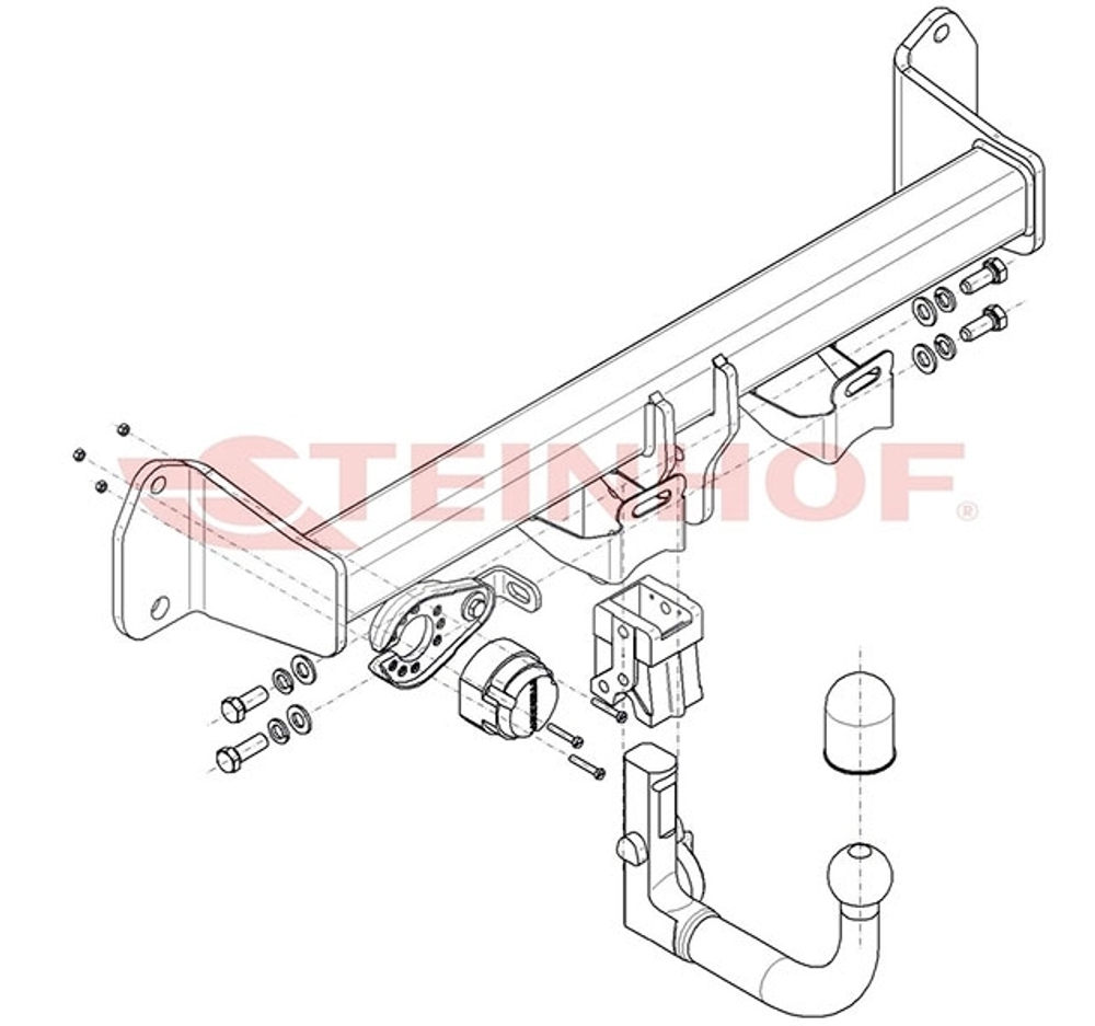 Фаркоп Steinhof B-085 для BMW 3-Series Gran Turismo F34 06/2013-2019(паспорт и сертификат в комплекте)(без электрики)