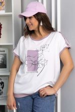 Блуза Чарли (бело-сиреневая) Б13802-20М LT Collection