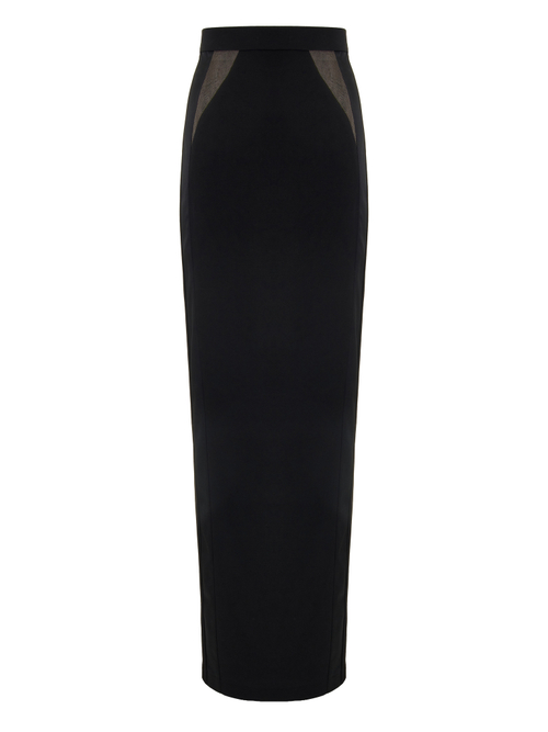 Юбка макси со вставками из сетки