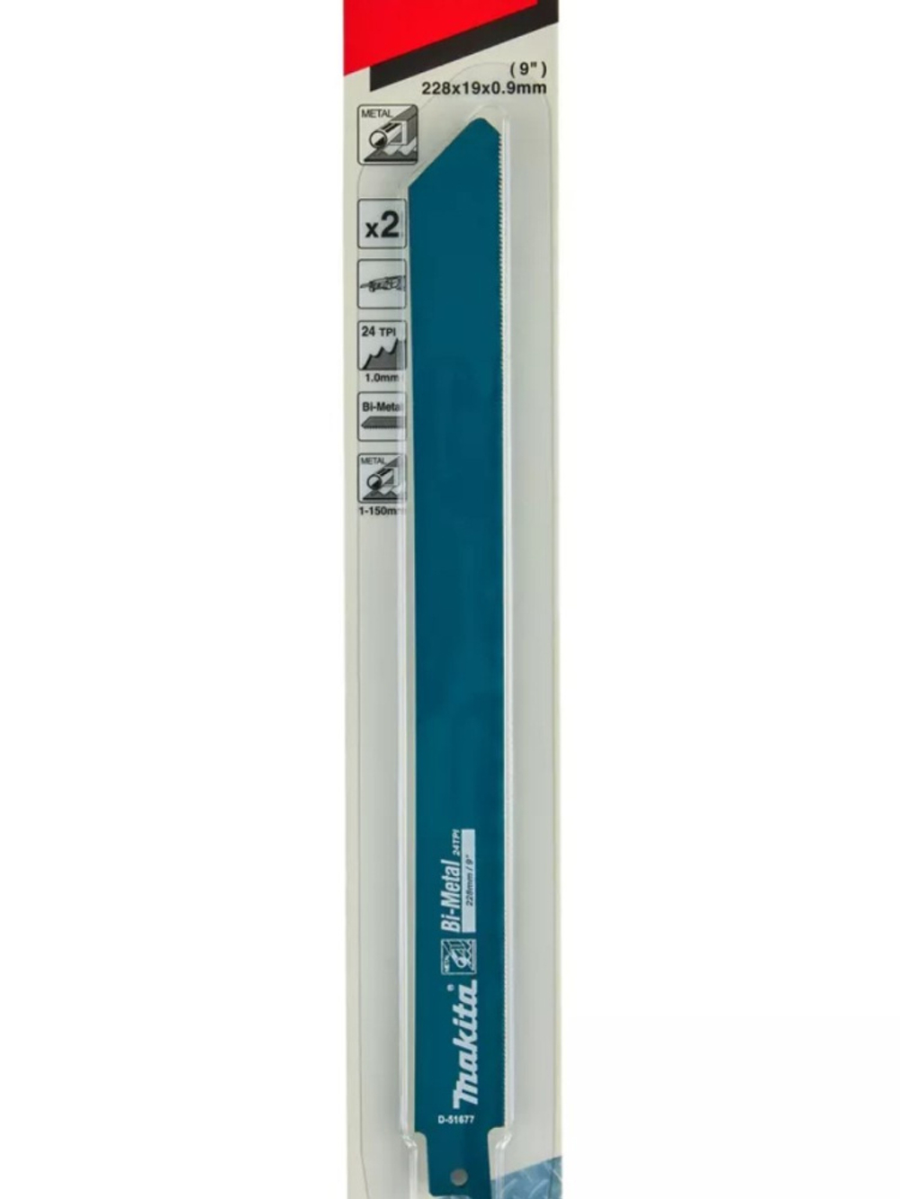 Сабельная пилка для металла Basic 225x0,9x24TPI, 2 шт. Makita D-51677