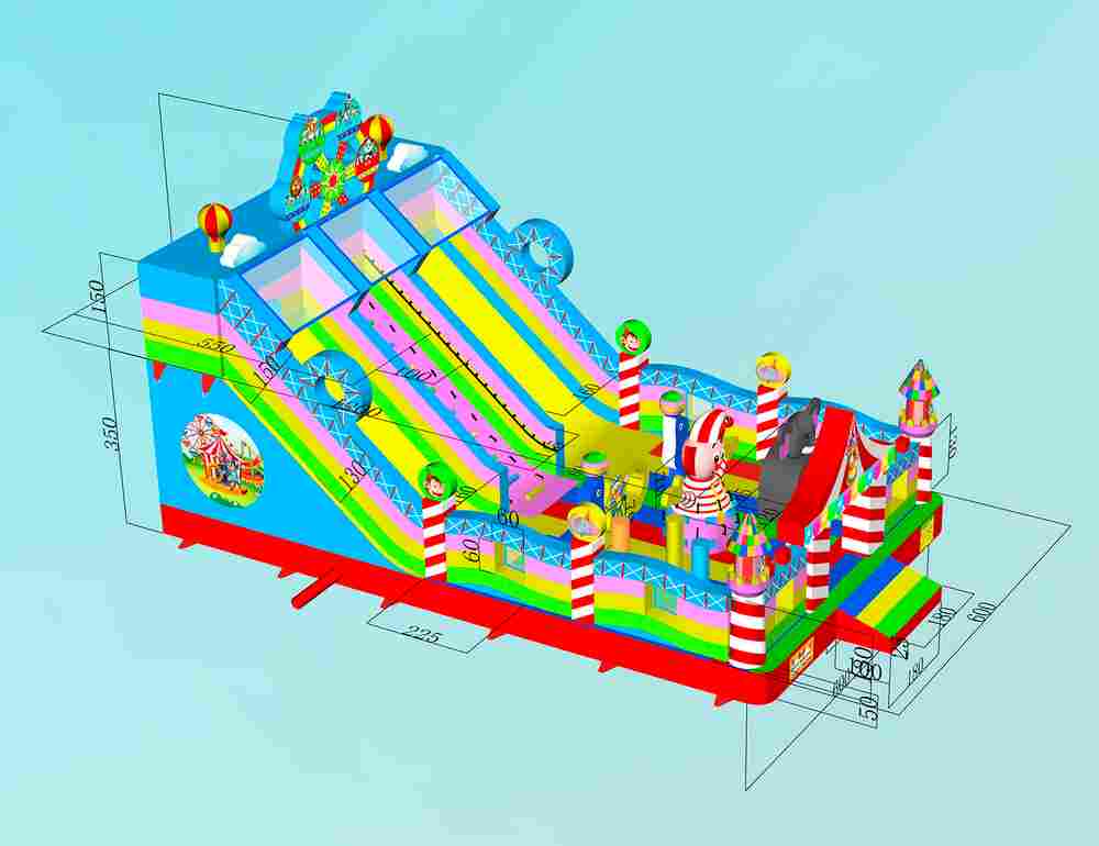 Коммерческий надувной батут «Парк развлечений 4» 12*6*7 м