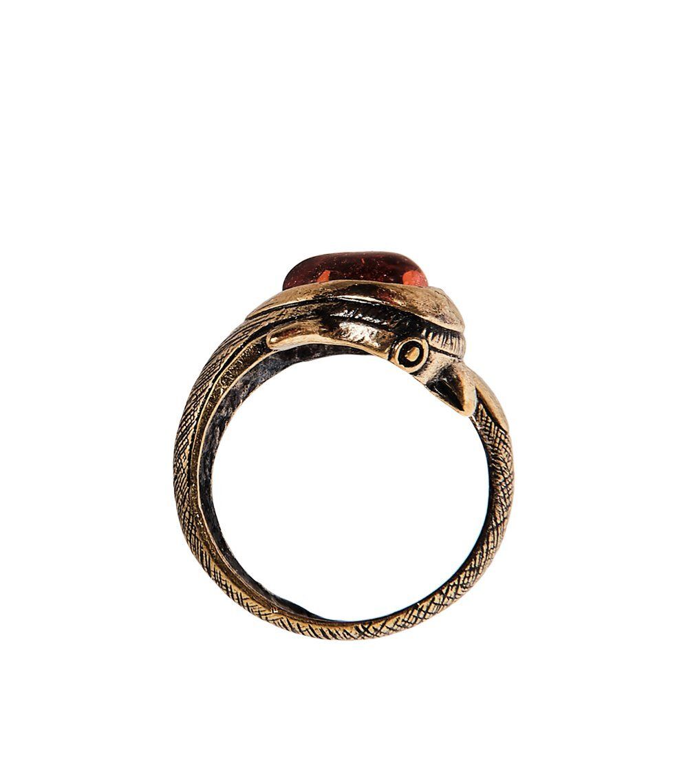 AM-2434 Кольцо «Дельфин капля» (латунь, янтарь)