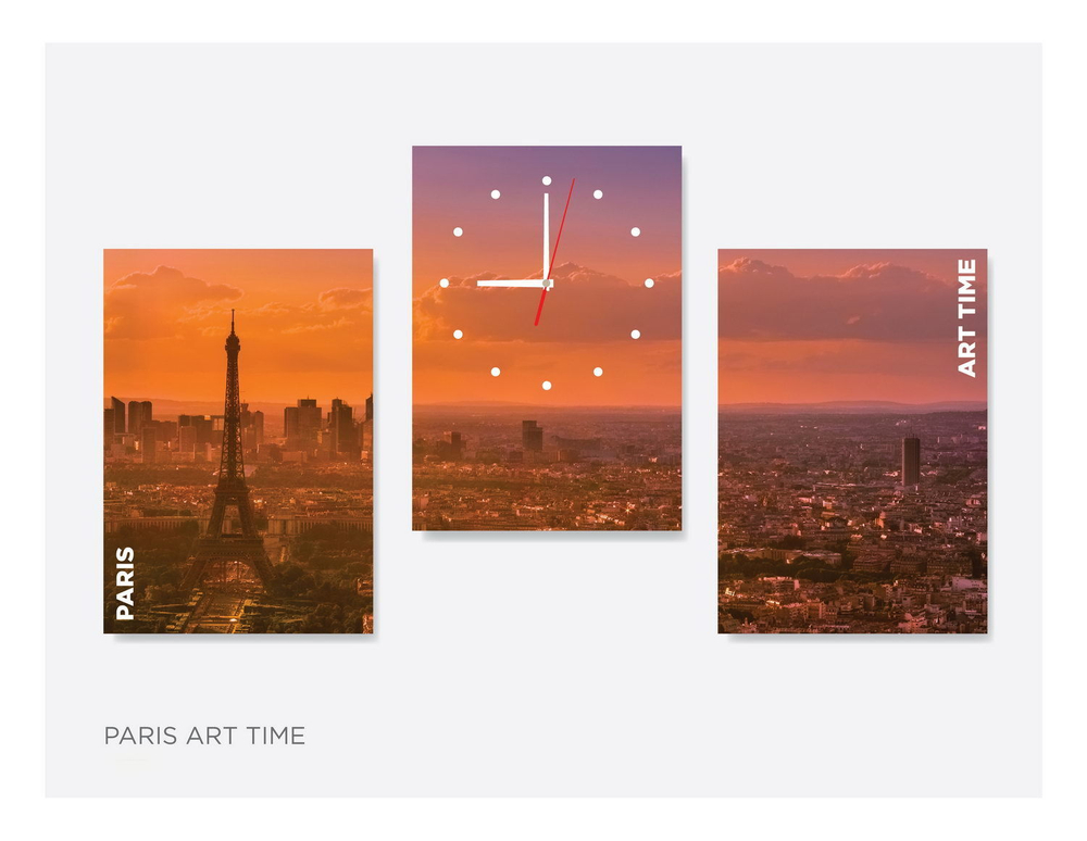 Модульная картина с часами "Paris art time"