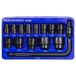 Набор головок ударных 15пр. 1/2''(6-гр.) (10,12, 13, 14, 15, 17, 19, 21, 22, 24, 27, 30, 32мм) в ложементе RockForce RF-4159K