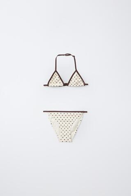 ZARA КУПАЛЬНИК В ГОРОШЕК, ЭКРЮ