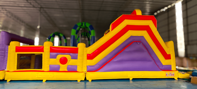 Надувная полоса препятствий “Веселые старты”, 4 отдельных блока, 20*3,5*4,5 м.