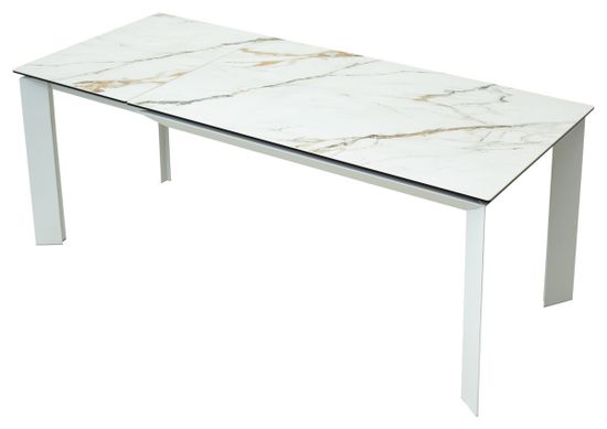 Стол CREMONA 180 KL-188 Контрастный мрамор матовый, итальянская керамика/ белый каркас