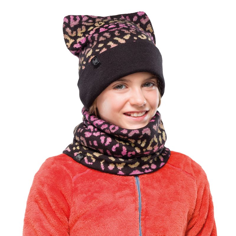 Вязаный шарф-труба с флисом детский Buff Neckwarmer Knitted Polar Alisa Black Фото 2