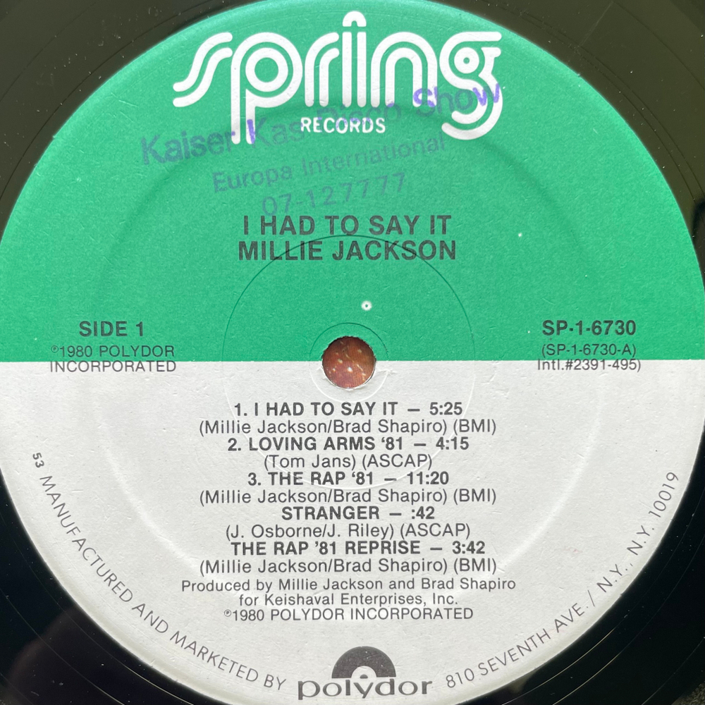 Millie Jackson ‎– I Had To Say It (США 1980г.)