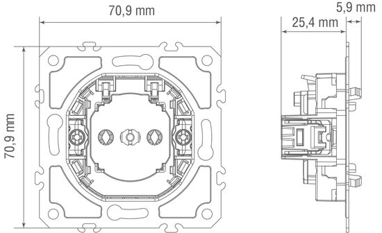 Механизм розетки без заземления 16А 250 В~ быстрозажимные контакты,  серия D16