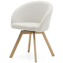 Крутящийся стул Marvin из бежевой синели с ножками из ясеня