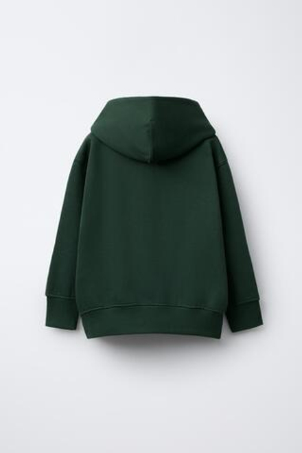 ZARA БАЗОВОЕ ХУДИ С КАПЮШОНОМ, ТЕМНО-ЗЕЛЕНЫЙ