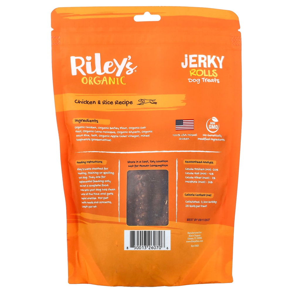 Riley’s Pets, Jerky Rolls, лакомство для собак, курица и рис, 283 г (10 унций)