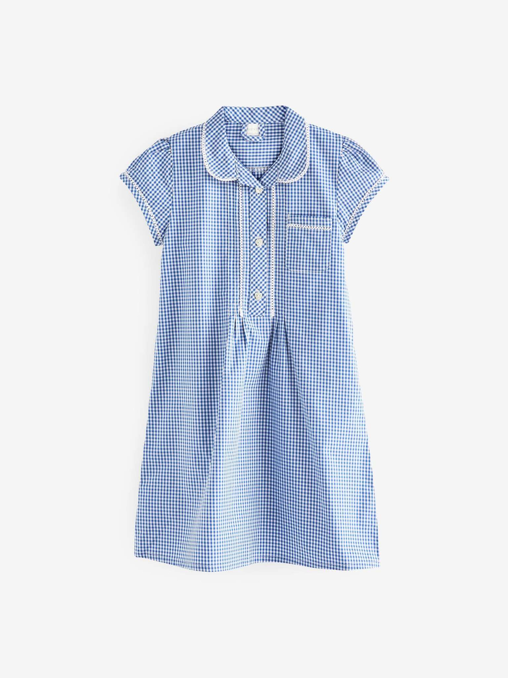 Платье школьное для девочки Next C19-763, Голубой, Белый