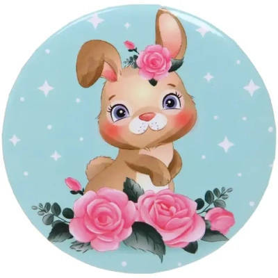 Зеркало косметическое круглое «КОЛЛЕКЦИЯ МАРЦИПАН», зайчик, d-7,5см (пакет с подвесом)