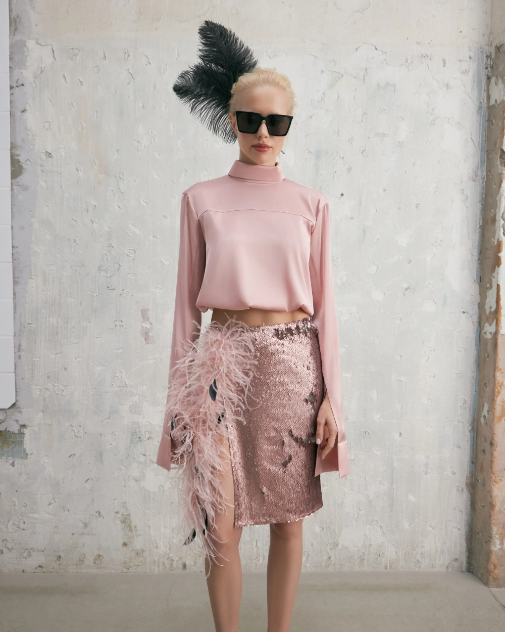 Атласная рубашка Trick Pink