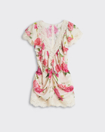 Платье мини из вискозы розы молочный