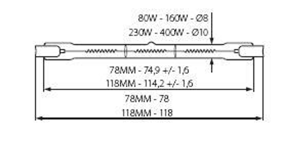 Лампа r7s галогенная KANLUX J 400W 118MM STAR