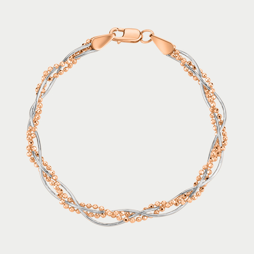 Браслет цепной из розового золота 585 пробы с плетением "Косичка" без вставок (арт. НБ 14-1771-3 1.50)