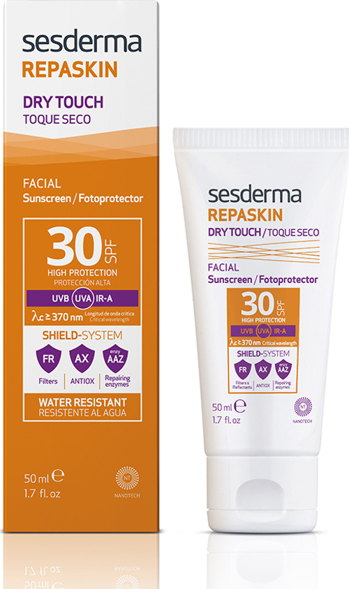 Sesderma REPASKIN DRY TOUCH  Facial Sunscreen SPF 30 - Средство солнцезащитное для лица с матовым  эффектом СЗФ 30, 50 мл
