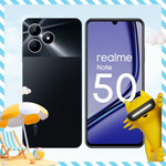 Смартфон realme Note 50 4/128 ГБ RU, Dual nano SIM, полуночно-черный