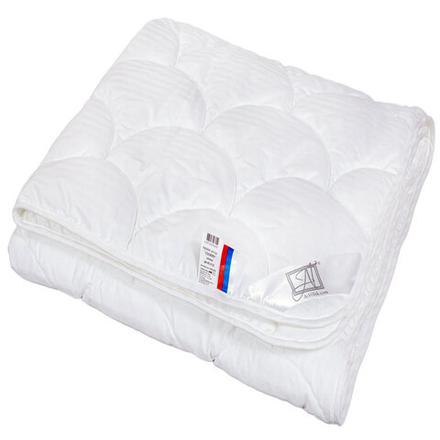 Одеяло "АВТ. ЛЕБЯЖИЙ ПУХ-LUXE" летнее, плотность 200 г/м2, цвет белый, сатин-жаккард (100% хлопок), Россия.