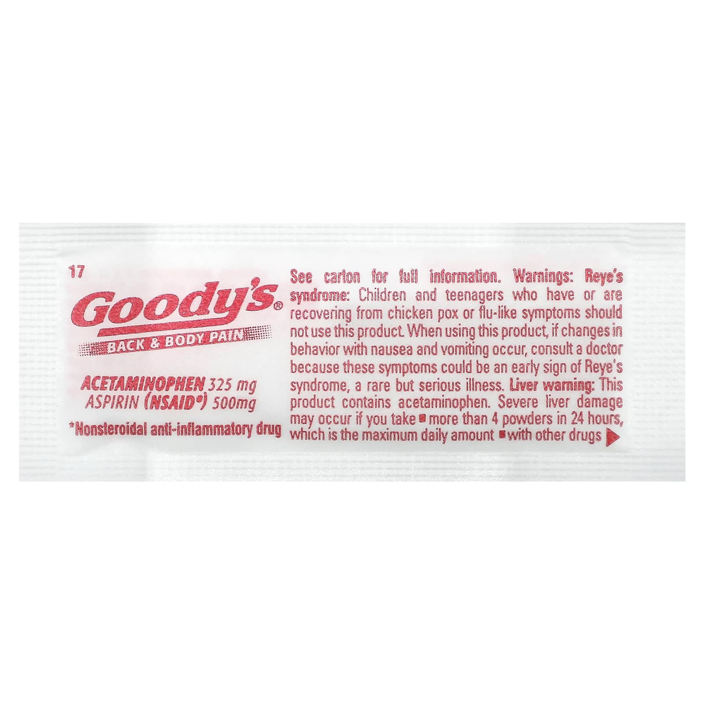 Goody's, порошок от боли в спине и теле, без кофеина, 24 пакетика