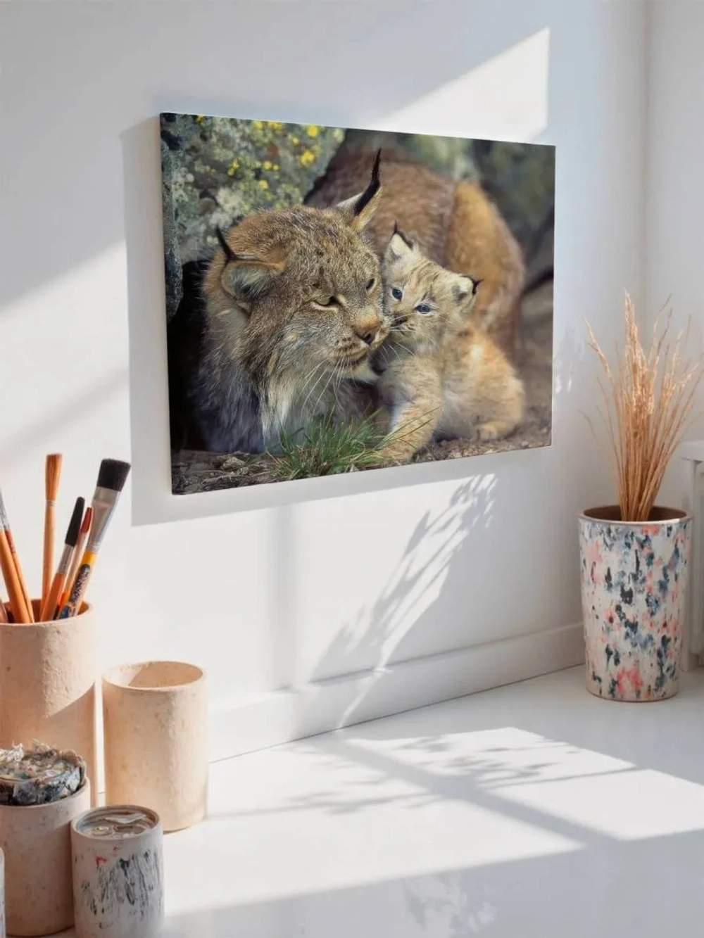 Картина на стену 40 X 50 Рысь с детенышем
