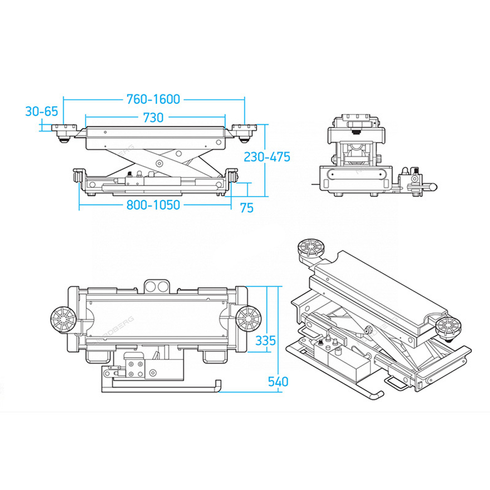 NORDBERG (N433_B) Траверса с ручным приводом, синяя 3 т