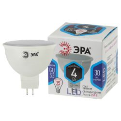 Лампа светодиодная ЭРА STD LED MR16-4W-840-GU5.3 4Вт софит нейтральный белый свет GU5.3 | Лампы cветодиодные Точечные (Софиты) (MR, PAR)