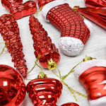 Елочные игрушки 21шт, цвет красный, пластик