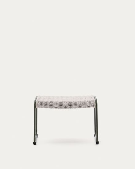 Подставка для ног Maurina из зеленой стали и серо-бежевым шнуром