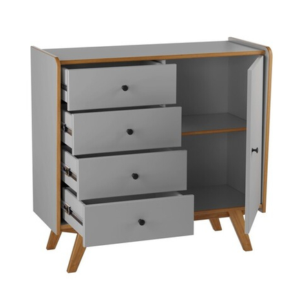 Тумба «Винтаж» 1 дверь 4 ящика серый лак 7042/браун