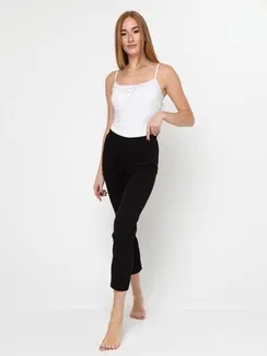 Брюки домашние женские, цвет чёрный, размер 48