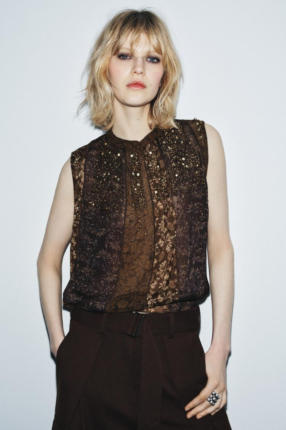 ZARA ТОП В СТИЛЕ ПЭЧВОРК — ZW COLLECTION, РАЗНОЦВЕТНЫЙ