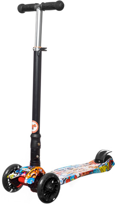 Самокат детский трехколесный Игрокат складной Dino Print Graffiti Orange black