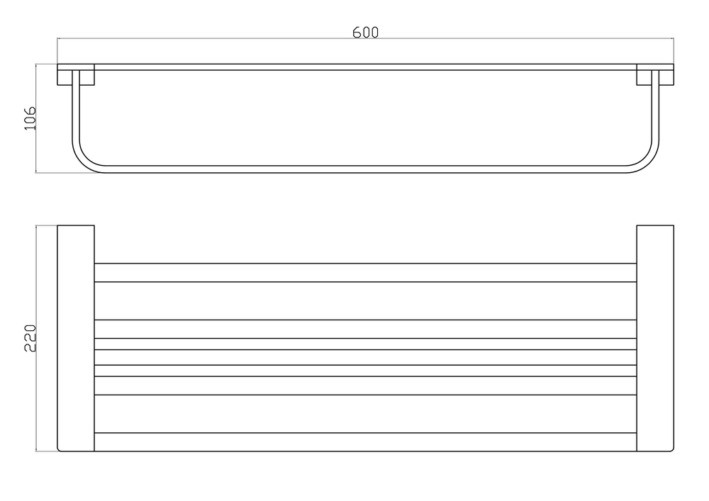 Полотенцедержатель с полкой WONZON & WOGHAND ECLIPSE, Черный (WW-9181-BL)