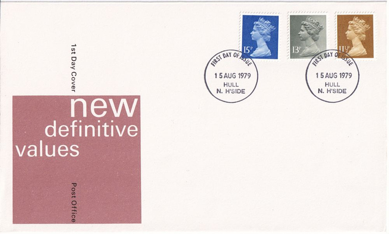 Конверт Первого дня Великобритании от 15 августа 1979 года с тремя марками и спецгашением
